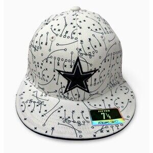 Dallas Cowboys NFL Team Reebok "Play Book" Design Flat Bill Cap Fitted 7 1/8
